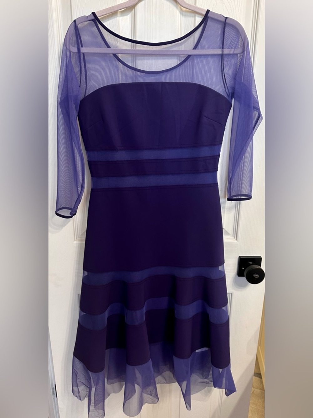 Chiara Boni Boatneck Illusion Midi Dress in Purple Size 44 US Size 8 $895